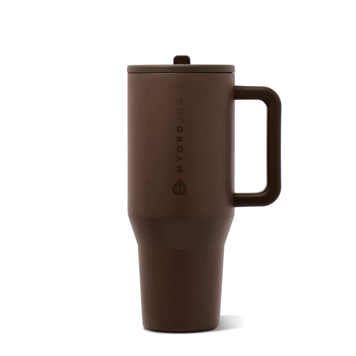 HydroJug Chestnut rich brown Traveler styled with matching silicone boot, tumbler charm, bow, bracelet and straw topper accessories