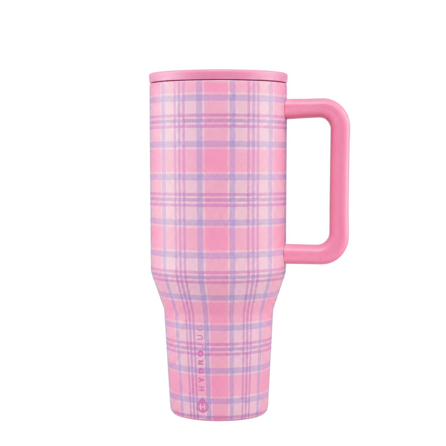 HydroJug Daydream Traveler styled with matching pink and lavender tumbler boot, charm, bow, bracelet and straw topper