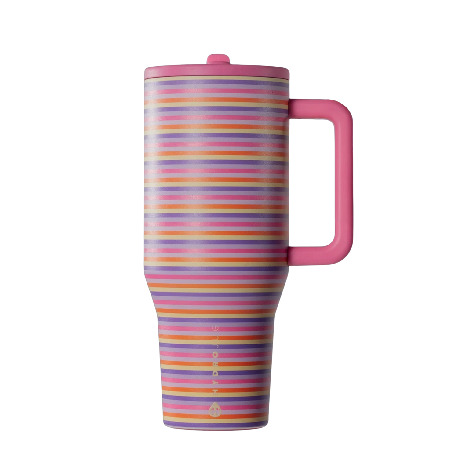 HydroJug Desert Sunset 40 oz Traveler with matching silicone boot, tumbler charm, bow, bracelet and straw topper accessories