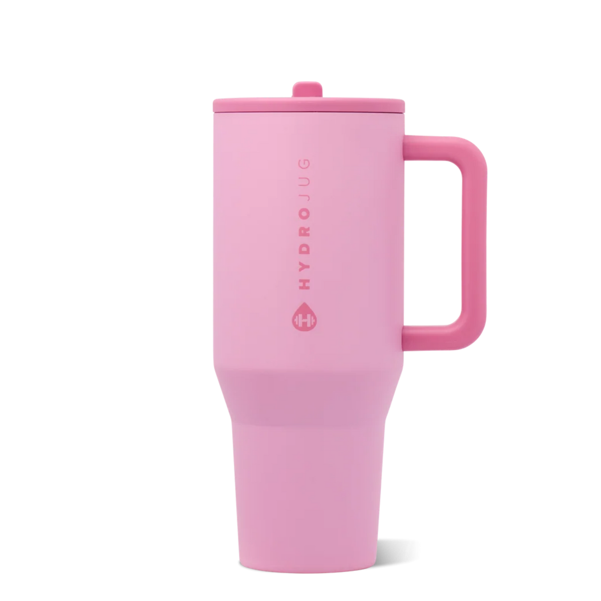 HydroJug Petal pink Traveler styled with matching silicone boot, tumbler charm, bow, bracelet and straw topper accessories