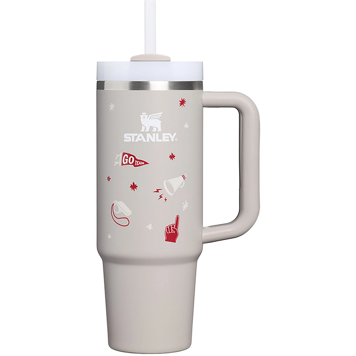 Stanley Ash Tailgate tumbler accessories in coordinating red, white and neutral game day styles