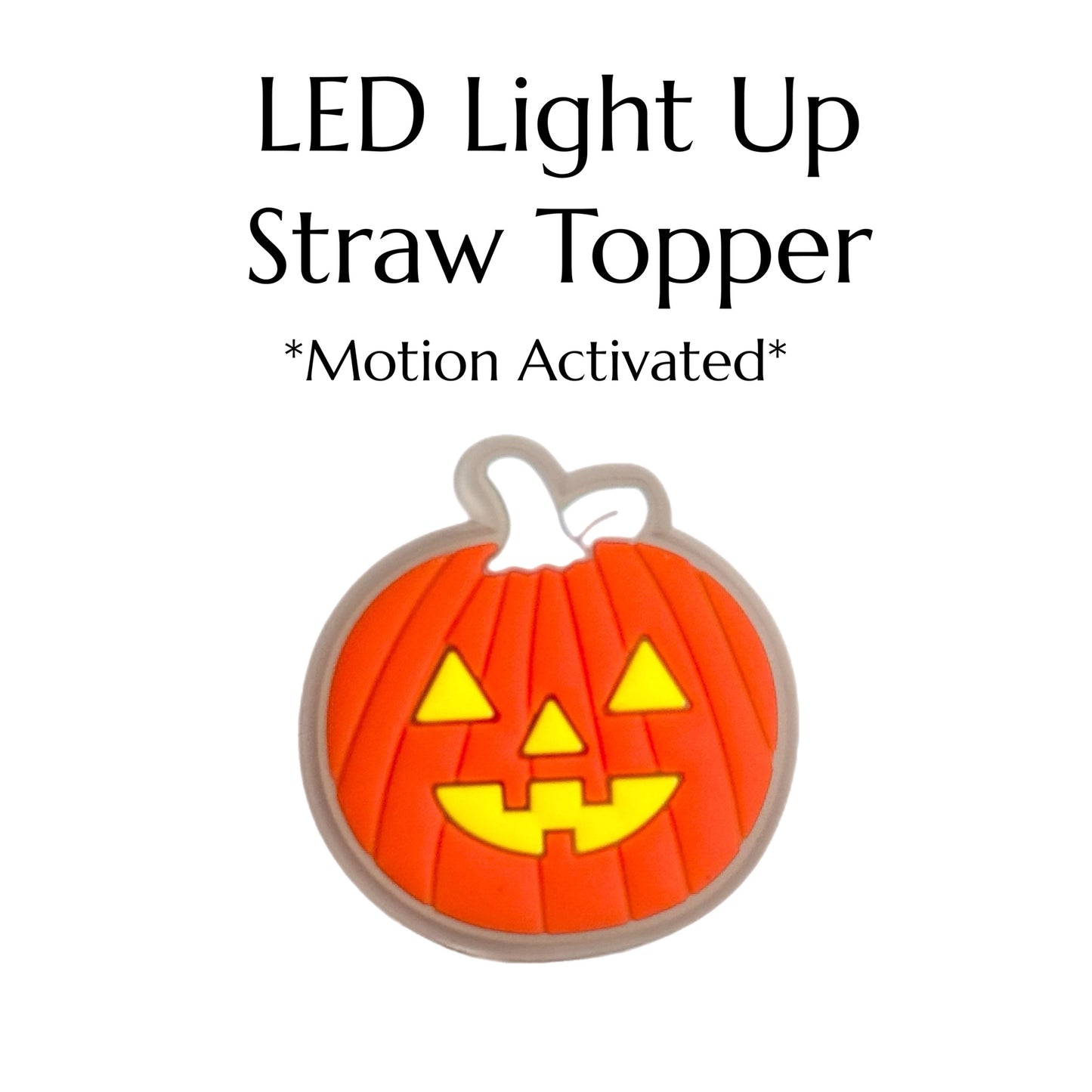 LED LIGHT UP PUMPKIN Straw Topper