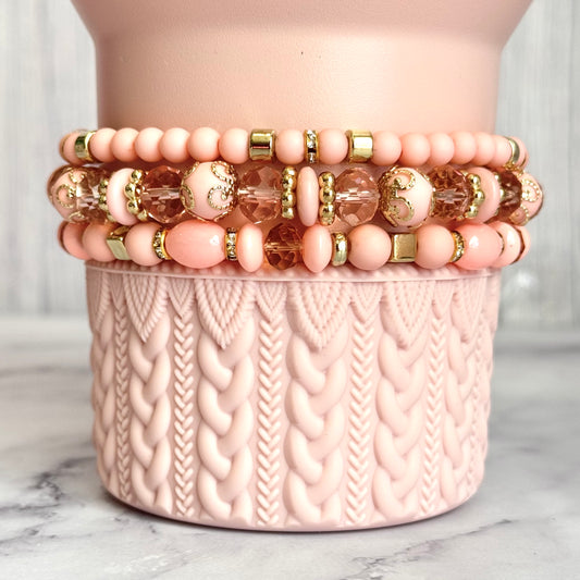 Peachy Pink Tumbler Bracelet Stack -fits 30-40oz