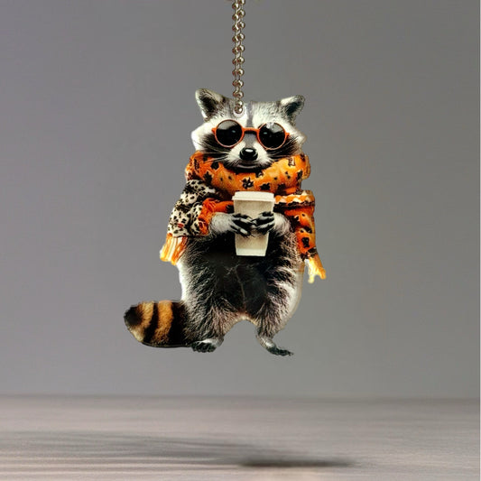 Autumn Raccoon Charm - Tumbler Handle Charm