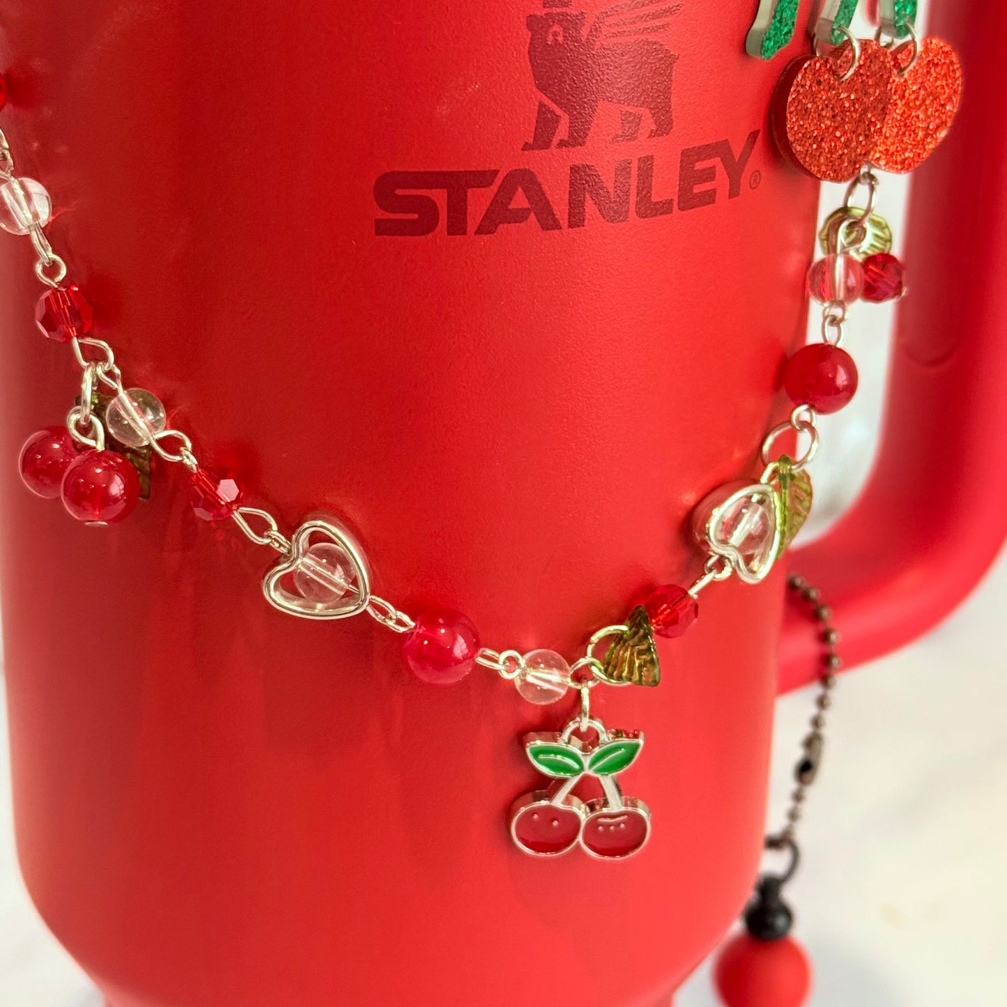 Silver Cherry Deluxe Tumbler Charm Necklace