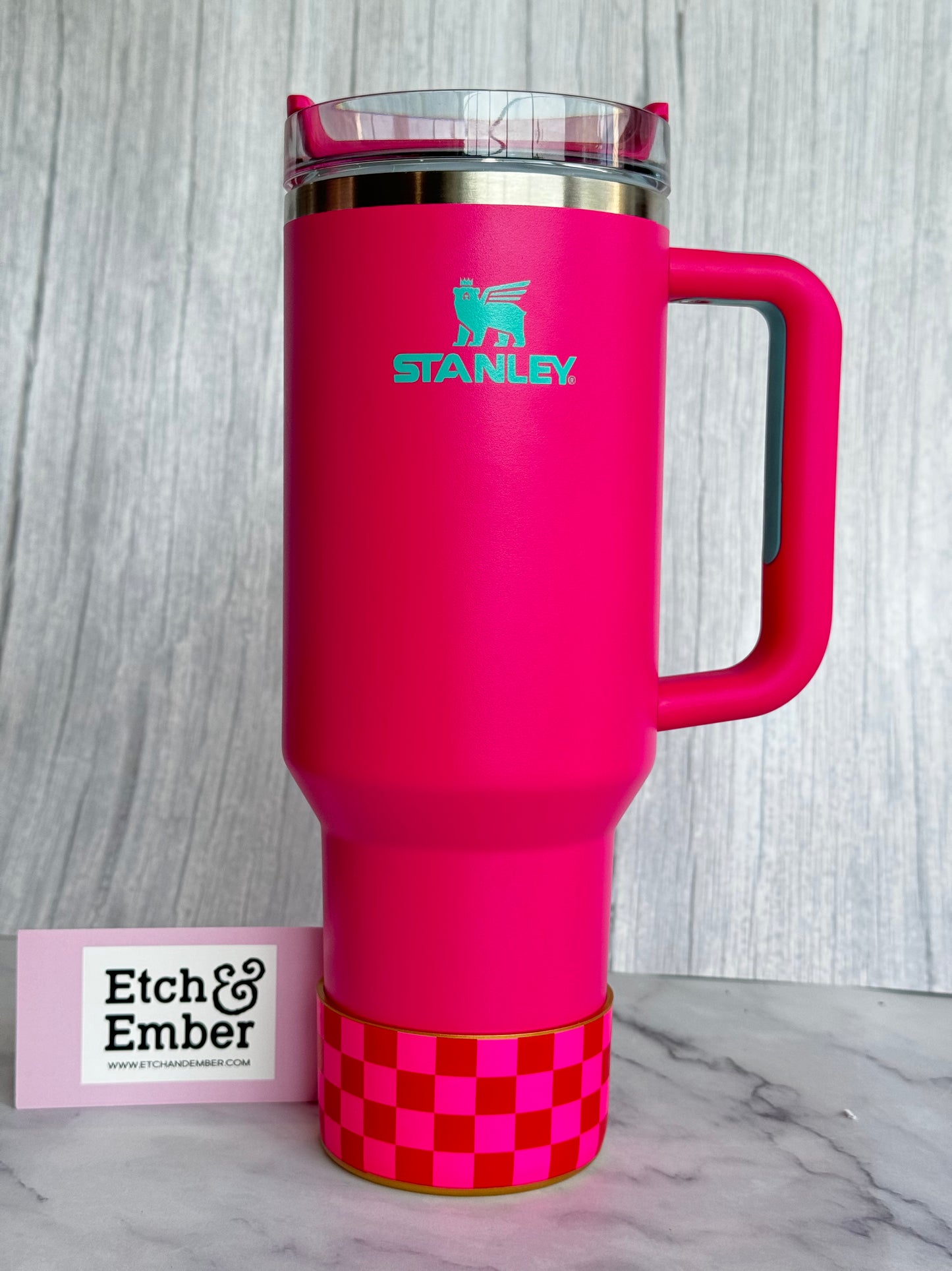 Red & Pink Checkers Tumbler Boot -fits 20-40oz New!