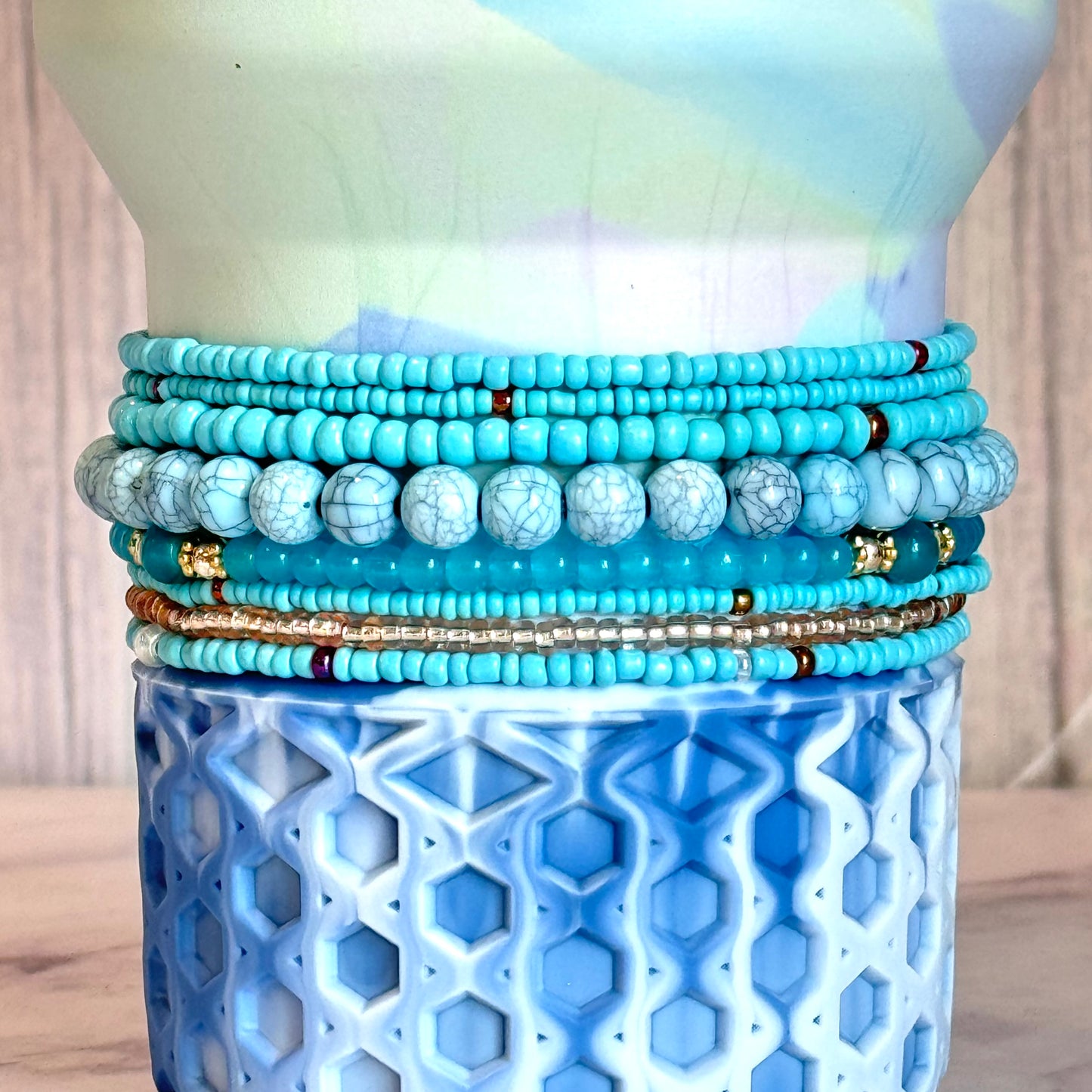 Turquoise Tumbler Bracelet Stack -fits 30-40oz