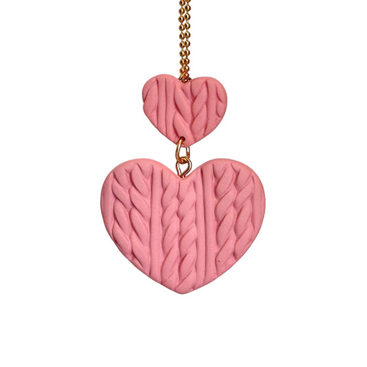 Pink Sweater Hearts Charm - Tumbler Handle Charm