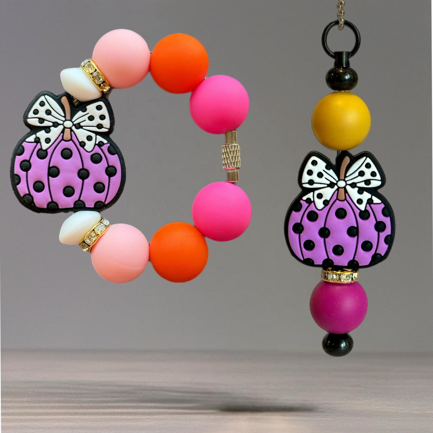 Polka Dot Pumpkin Charm - Tumbler Handle Charm