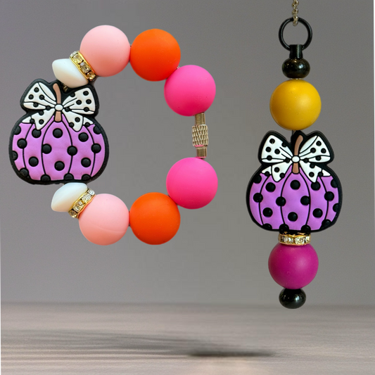 Polka Dot Pumpkin Charm - Tumbler Handle Charm