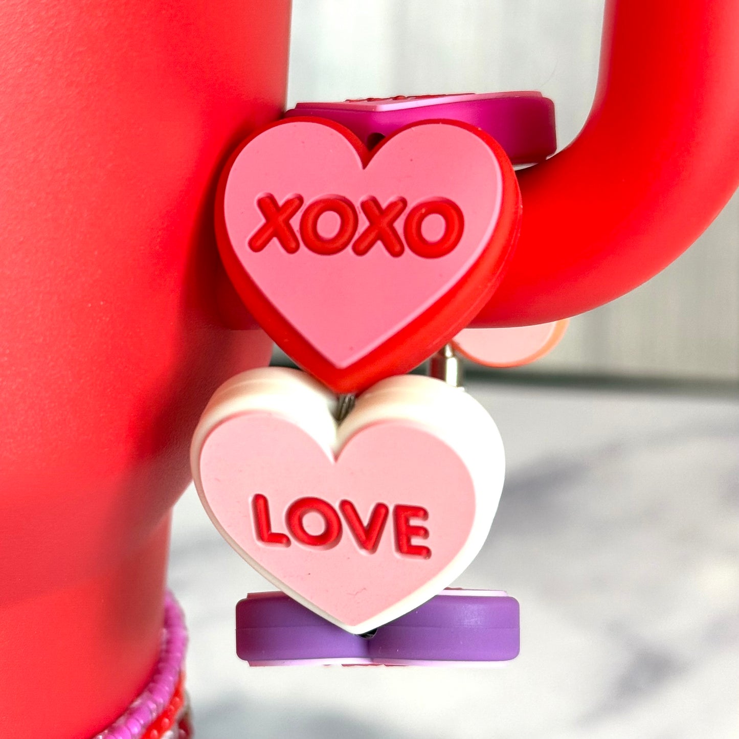 Conversation Heart Tumbler Bracelet - Tumbler Handle Charm