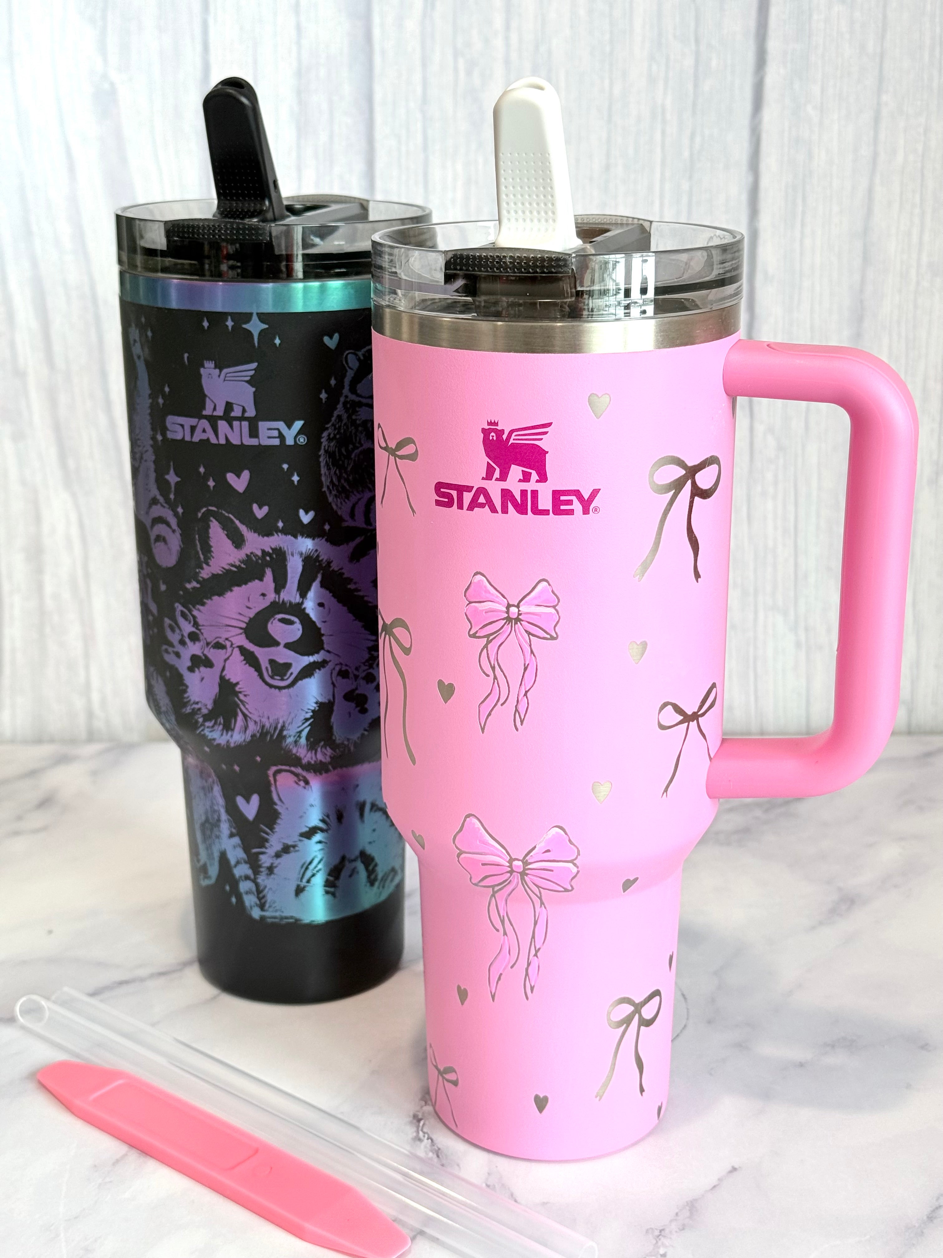 Leakproof 40 oz Tumbler Lid Set of 2 with Straws, Spill-Proof Replacement Top, Black
