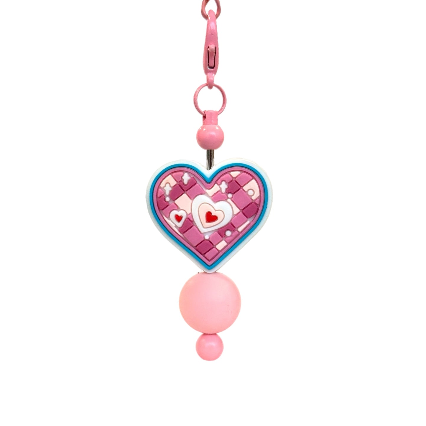 Patchwork Heart Bar Charm - Tumbler Handle Charm