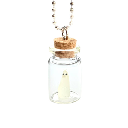 Glowing Ghost in a Bottle Charm - Tumbler Handle Charm