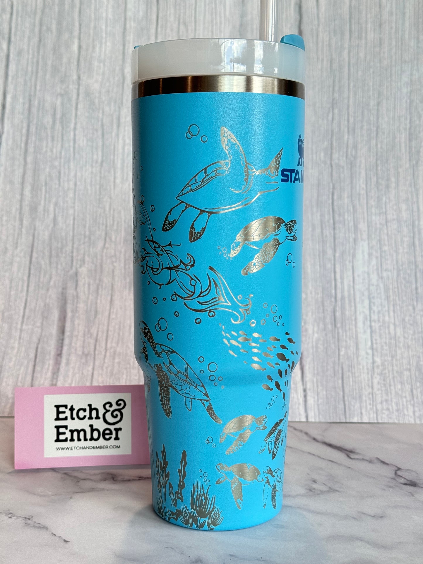 Sea Turtles Engraved Stanley 30oz- Ready to Ship- Pool