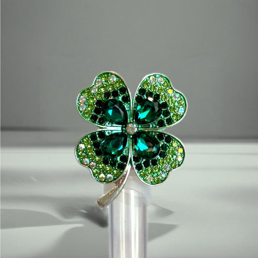 Green Bling Clover Straw Topper