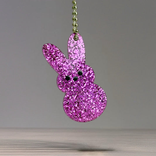 Purple Glitter Peep Bunny Charm - Tumbler Handle Charm
