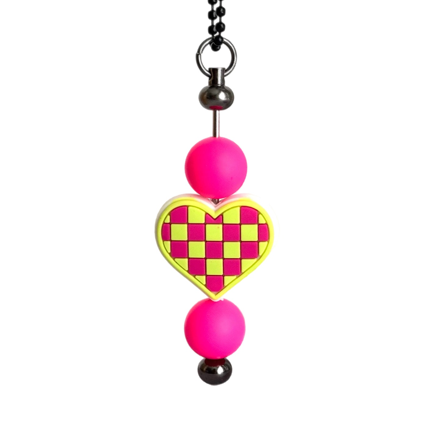 Checker Heart Bar Charm - Tumbler Handle Charm