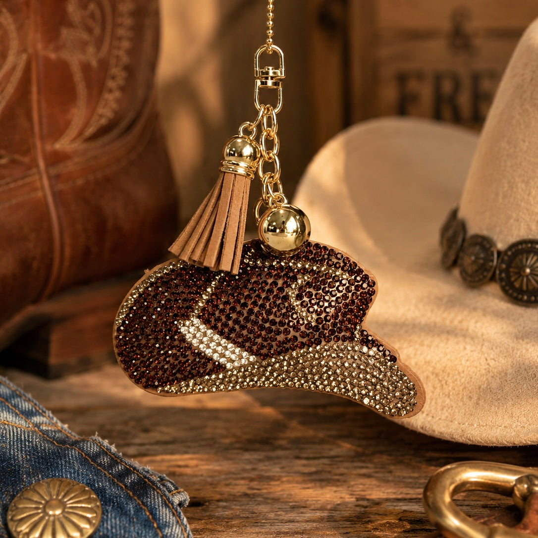 Rhinestone Rodeo Hat Charm - Tumbler Handle Charm