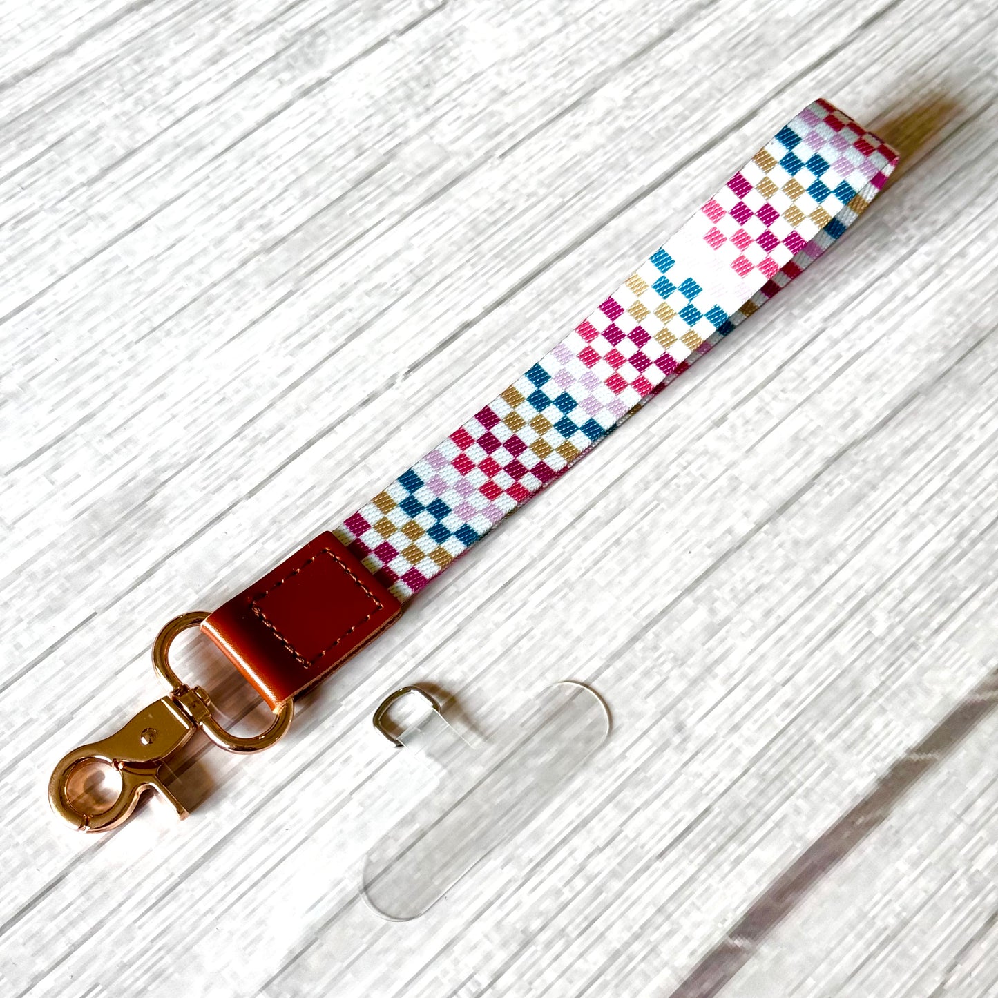 Phone Wrist Strap with Tether Tab - COLORED CHECKERS