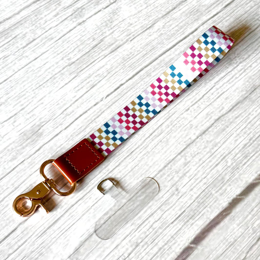 🎁 Phone Wrist Strap Keychain with Tether Tab - COLORED CHECKERS (100% off)