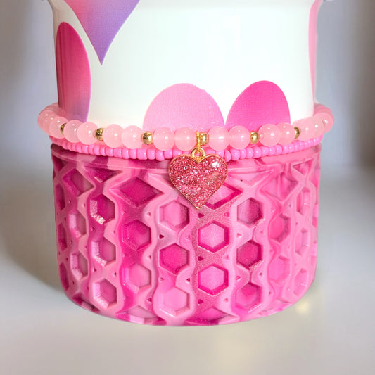 Pink Heart Tumbler Bracelet