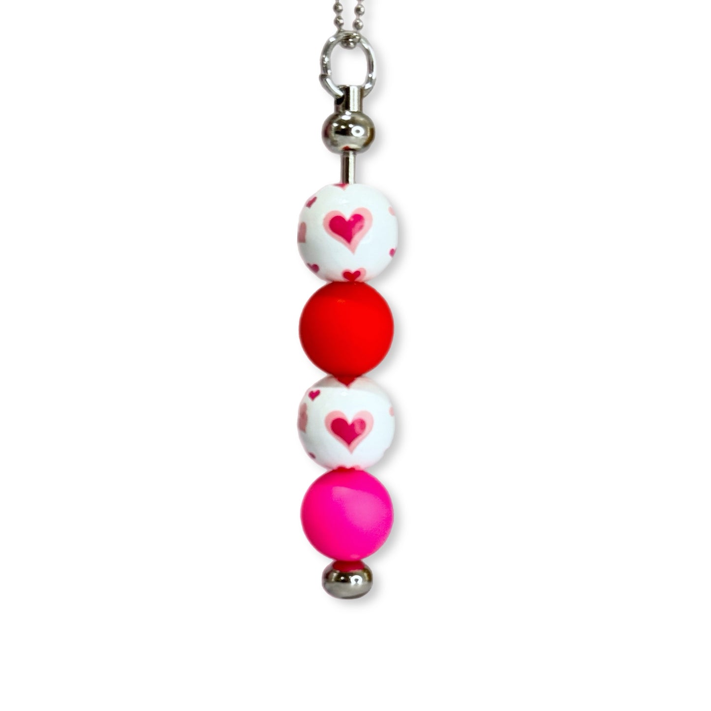 Hearts Pink & Red Bar Charm - Tumbler Handle Charm