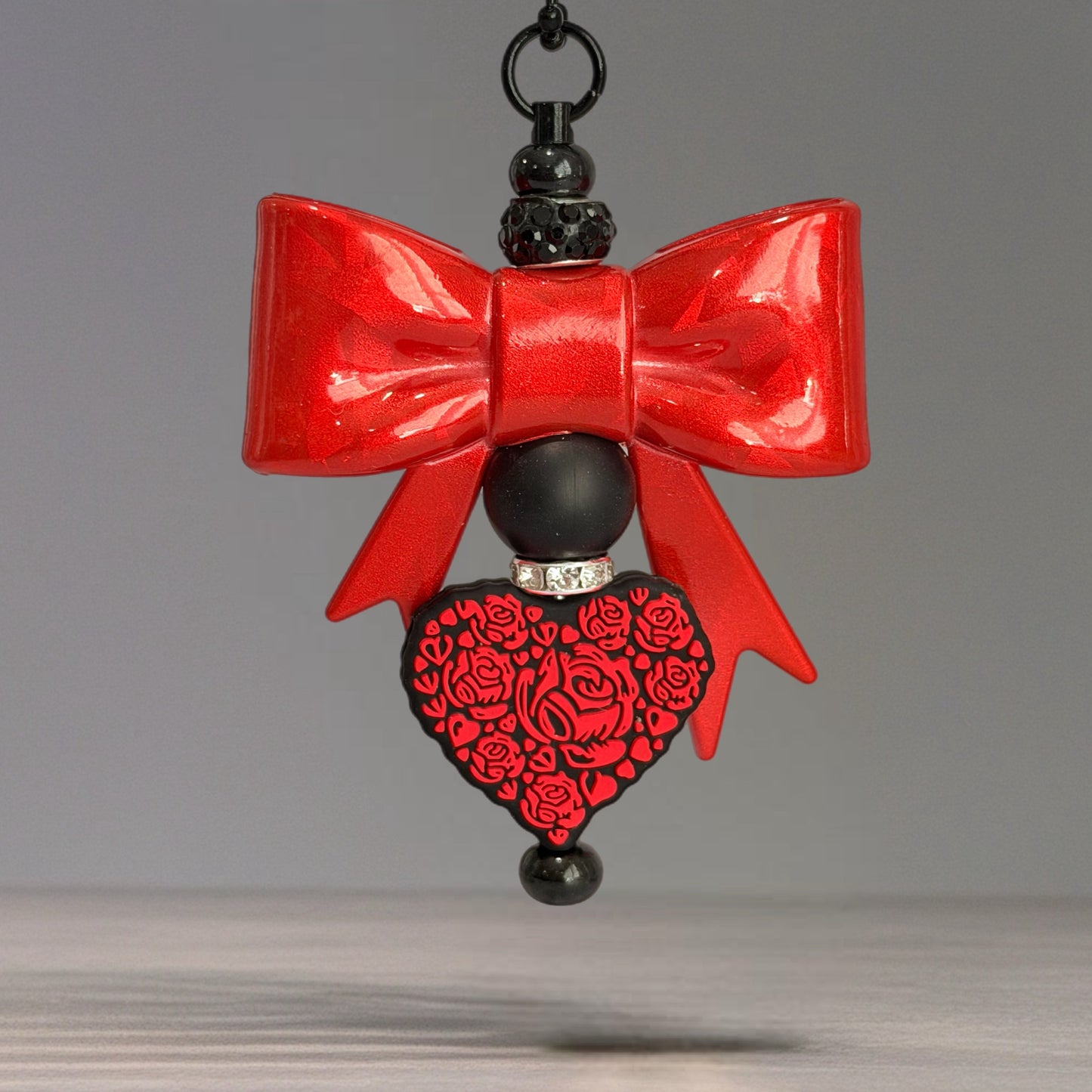 Midnight Rose 3d Bow Charm - Tumbler Handle Charm