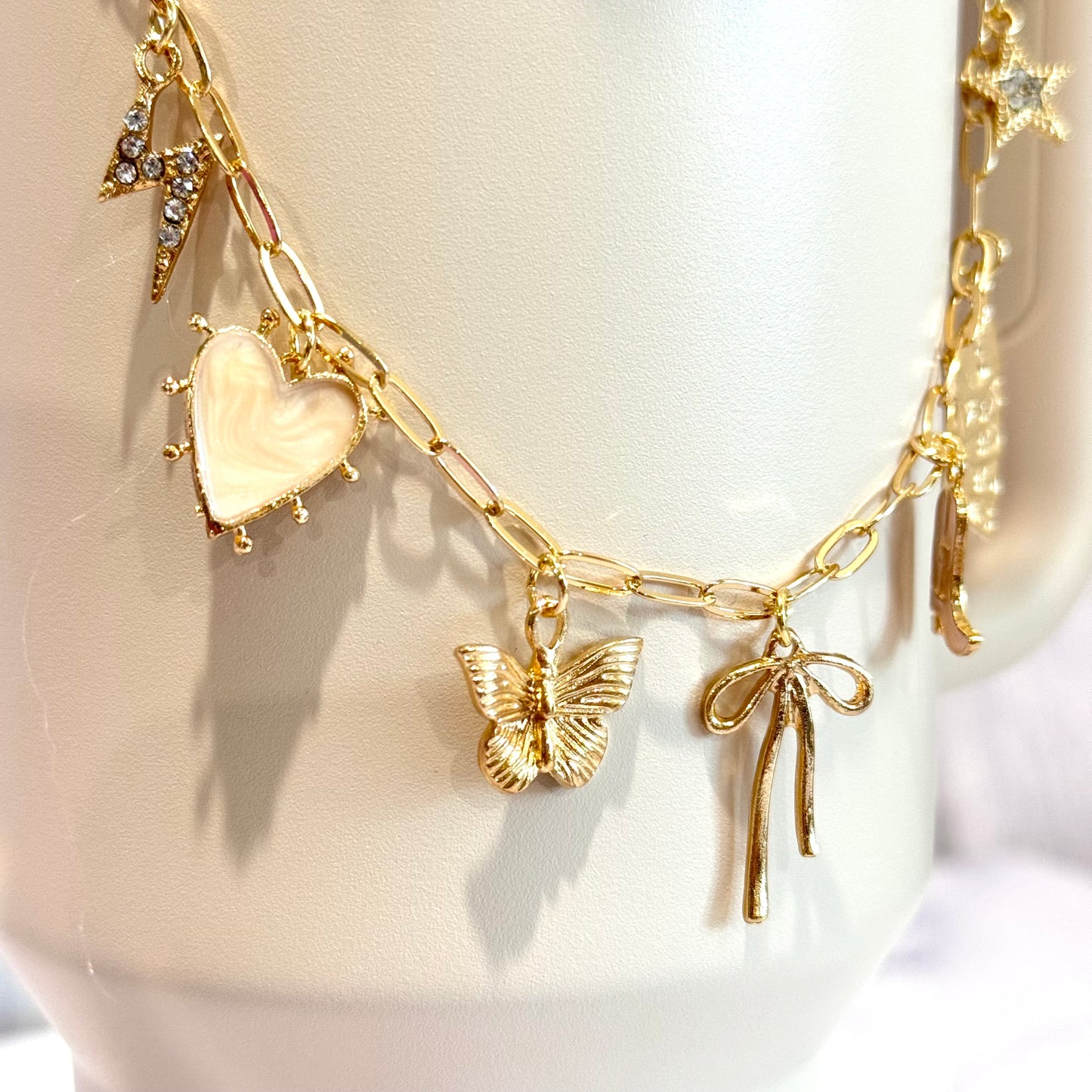 Butterfly & Bows Deluxe Tumbler Charm Necklace