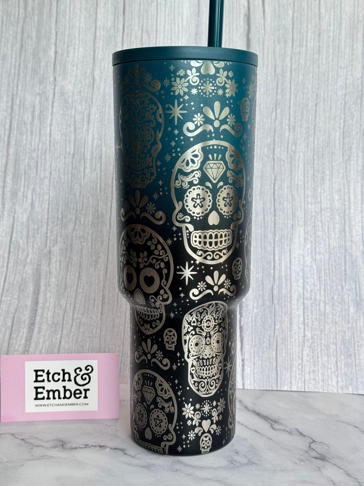 Sugar Skulls Engraved Simple Modern 40oz- Ready to Ship