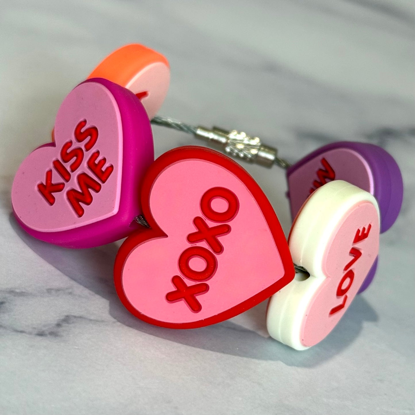 Conversation Heart Tumbler Bracelet - Tumbler Handle Charm