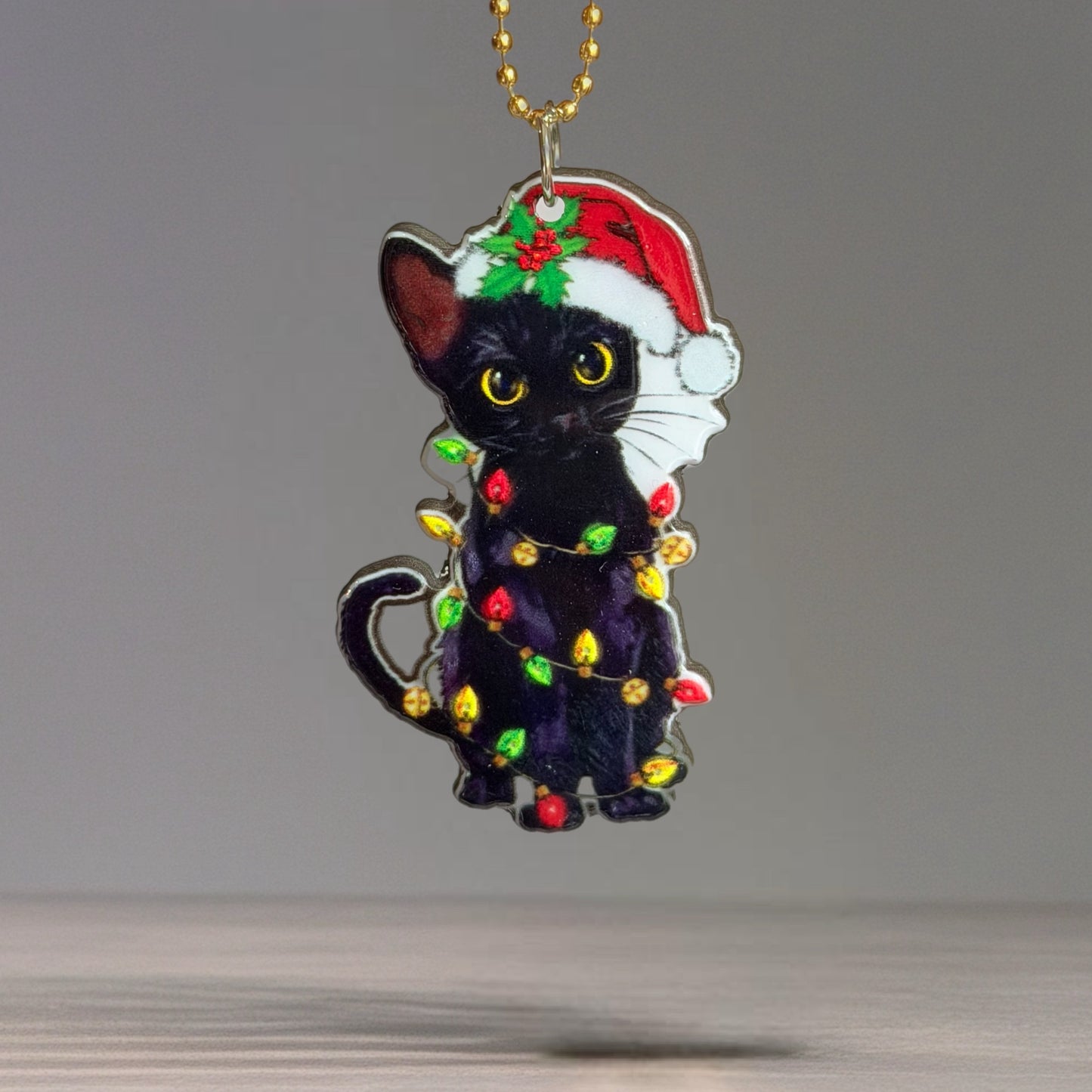 Christmas Kitty Charm - Tumbler Handle Charm