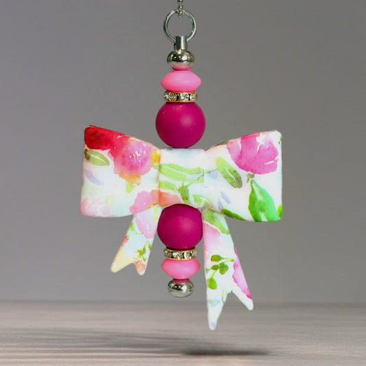 Watercolor Floral 3D Bow Charm - Tumbler Handle Charm