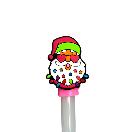 Christmas Light Santa Straw Topper