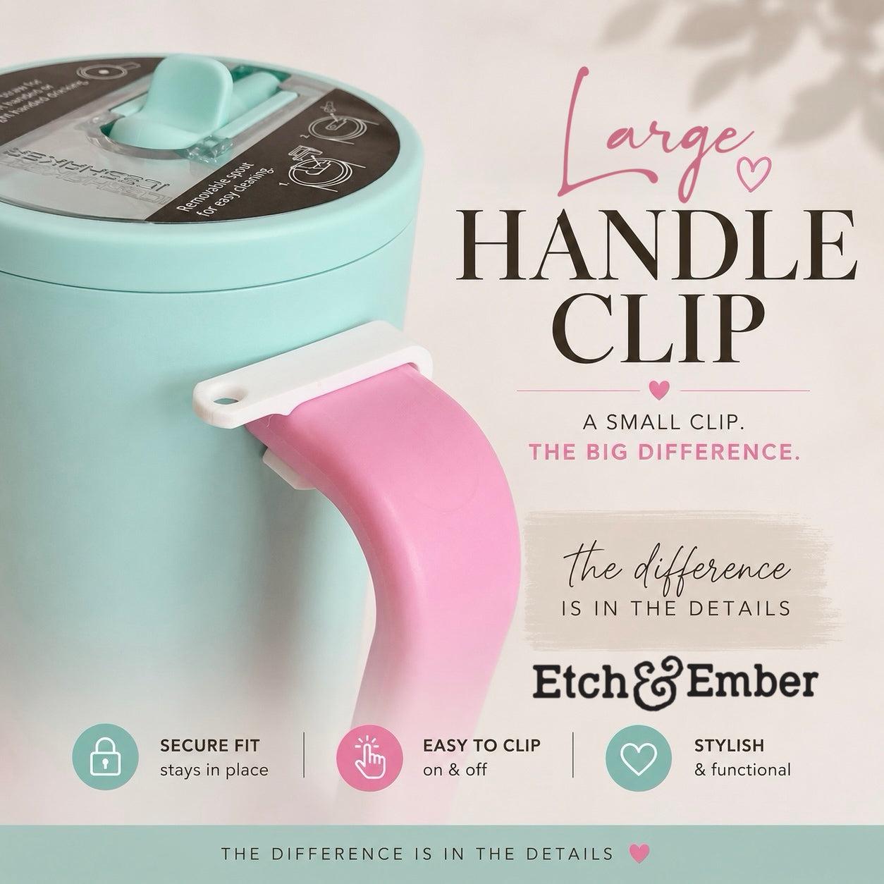 Large White Handle Charm Clip