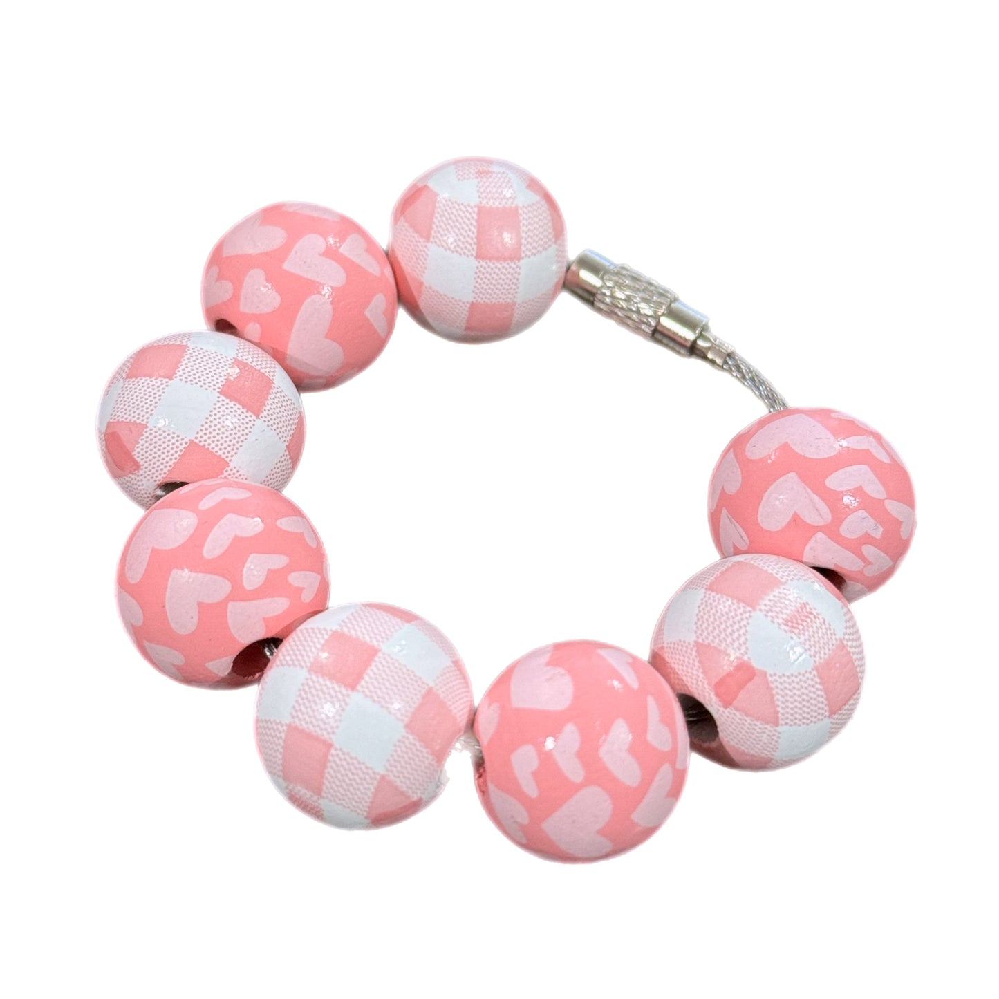 Pink Plaid Bracelet - Tumbler Handle Charm