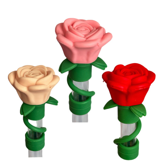 3D Rose Straw Toppers