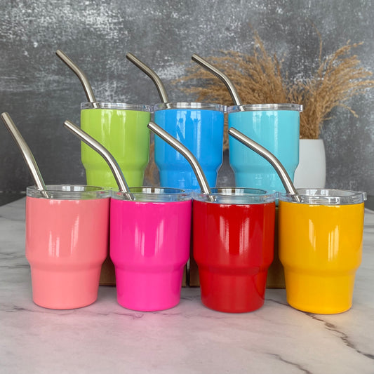 New! Mini Stainless Steel Tumbler with Straw