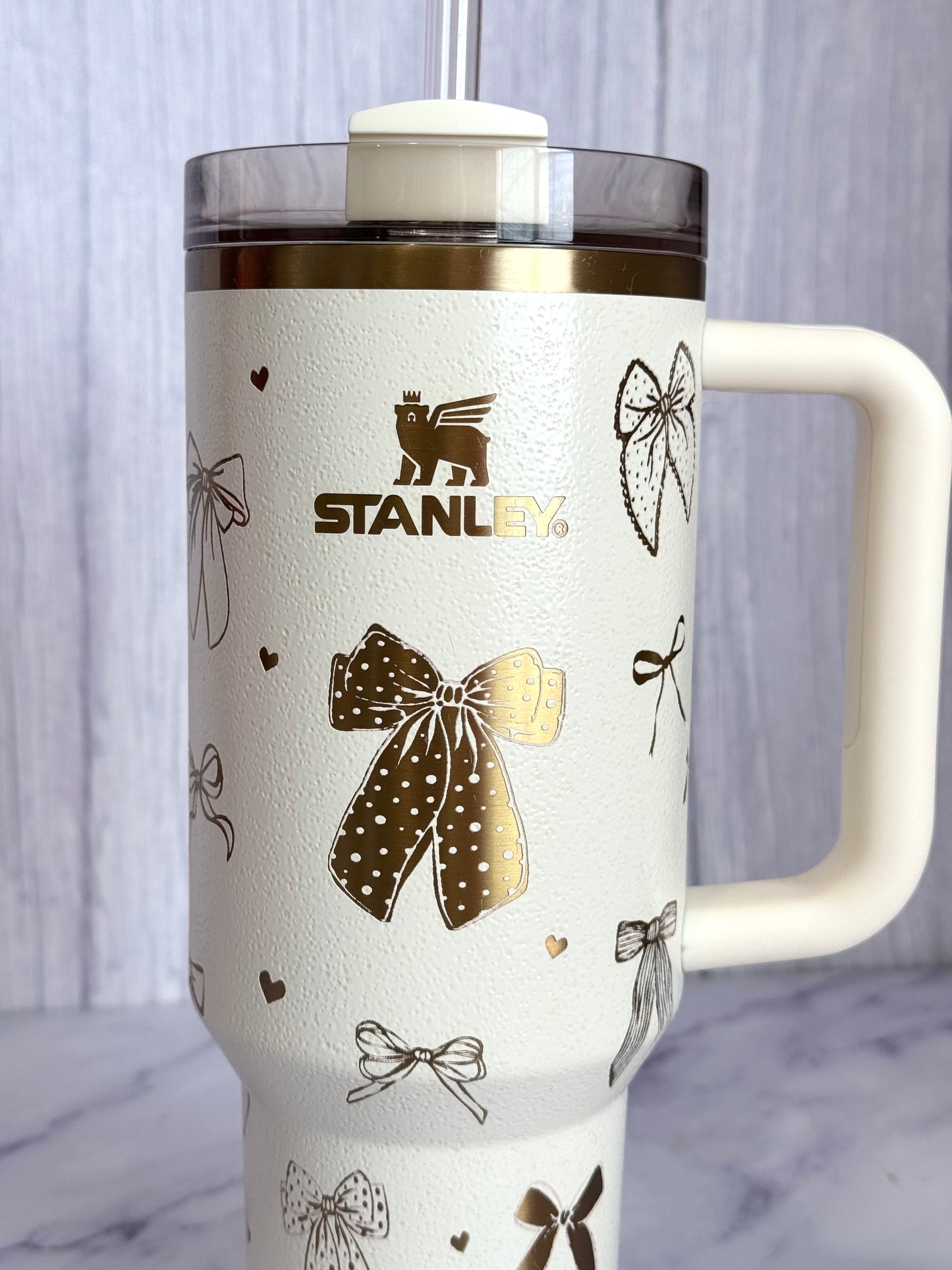 Stanley 40oz Cream Moon ‘Coquette’ Engraved Tumbler