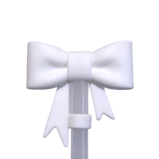 White 3D Bow Straw Topper