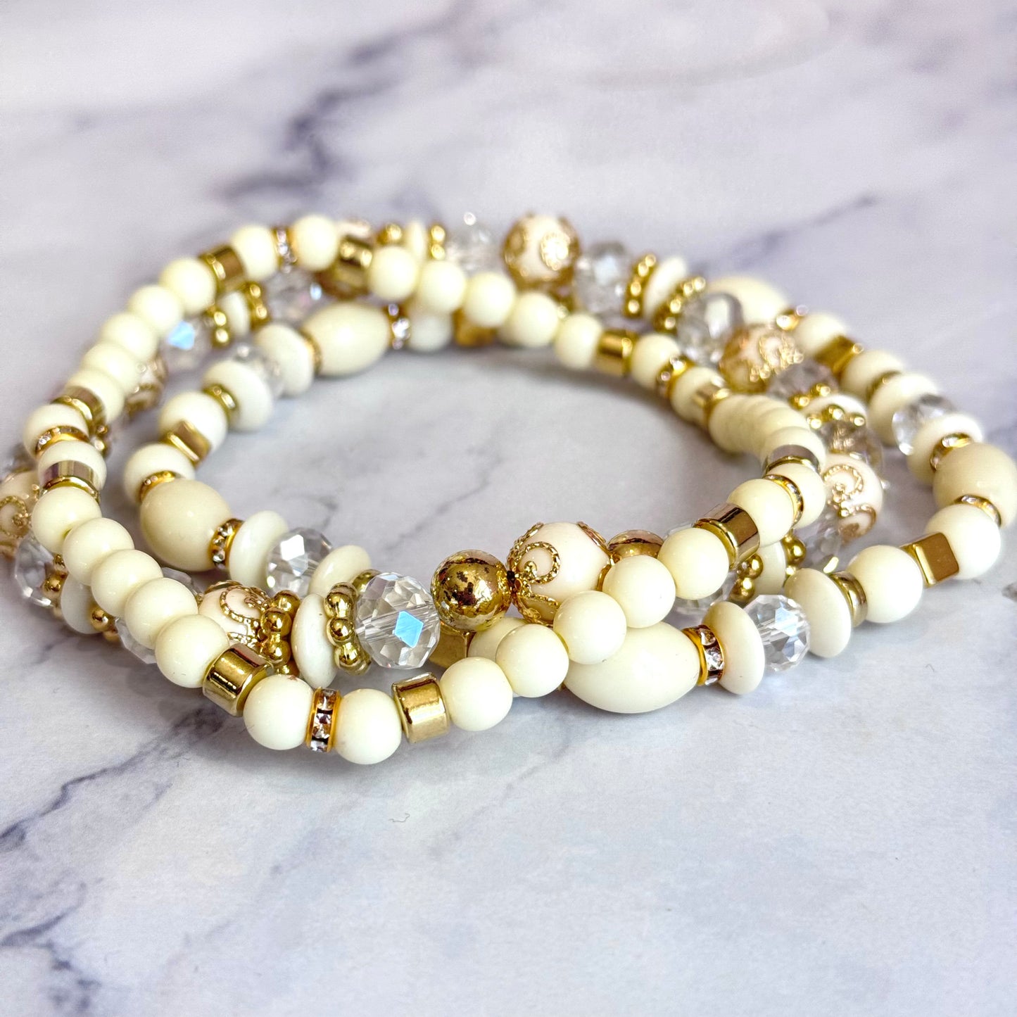 Cream Moon Tumbler Bracelet Stack -fits 30-40oz