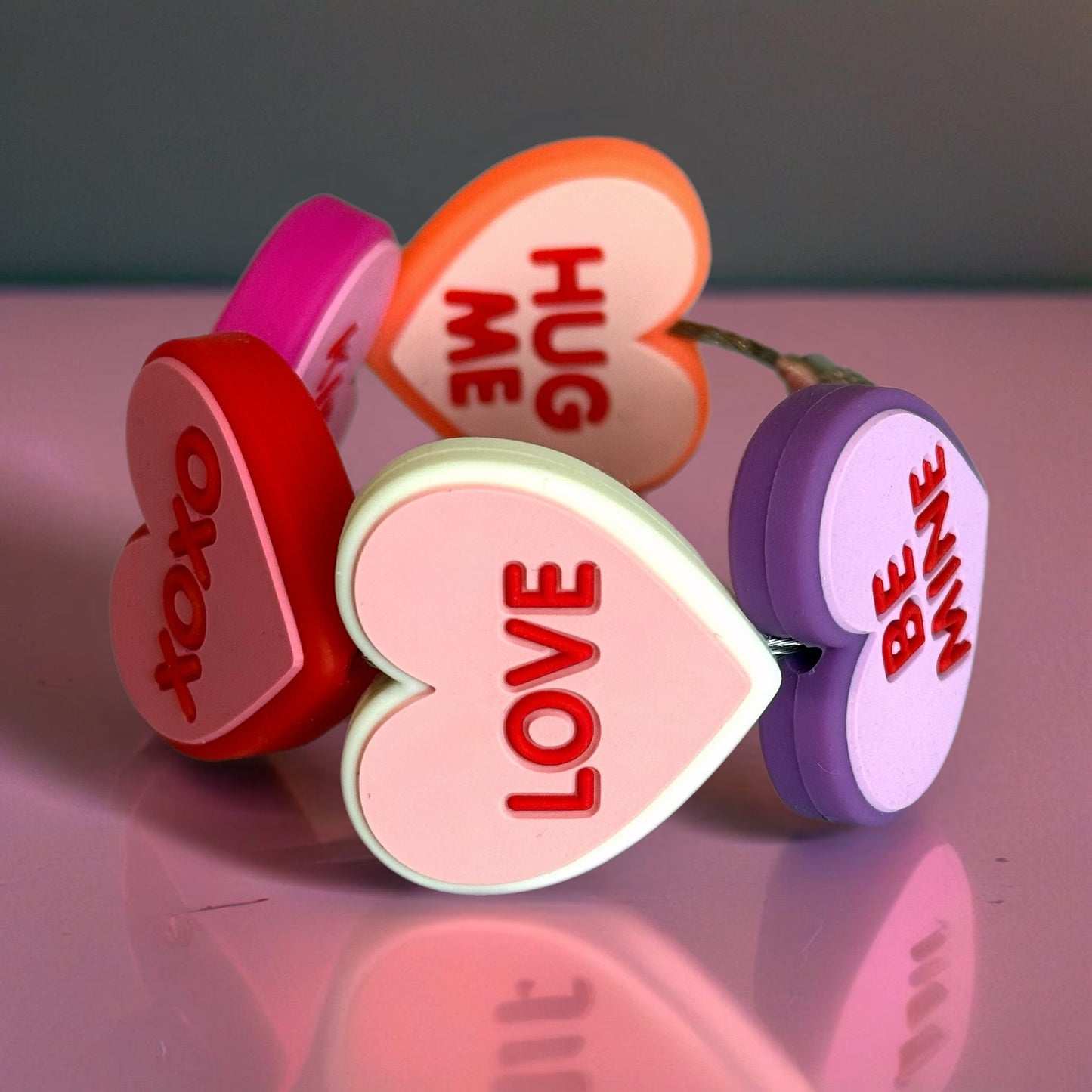 Conversation Heart Tumbler Bracelet - Tumbler Handle Charm