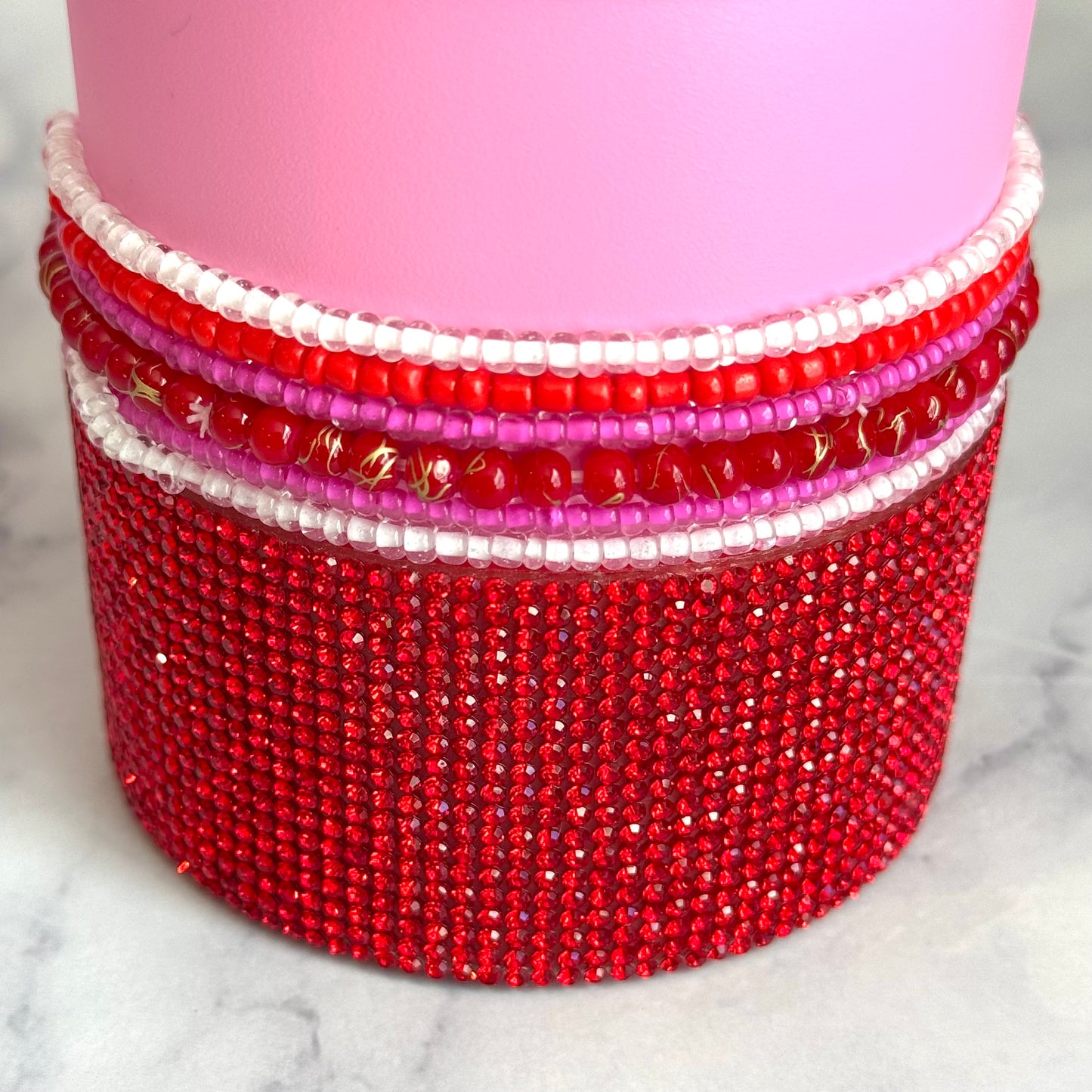 Pink & Red Tumbler Bracelet Stack -fits 30-40oz