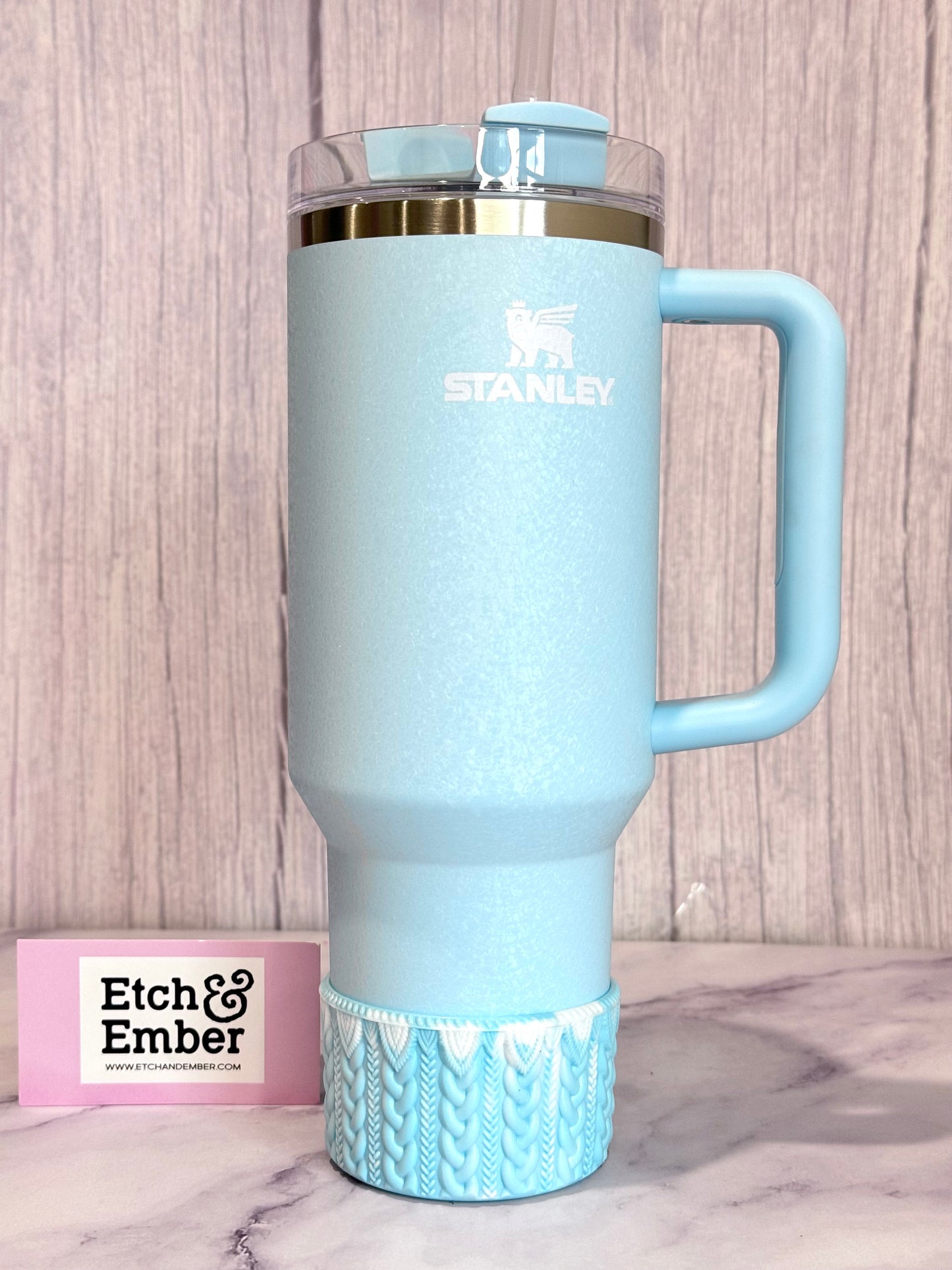 Powder Blue Shimmer Remix MACRAME Tumbler Boot -fits 20-40oz