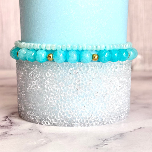 Aqua Blue Tumbler Bracelet Stack -fits 30-40oz