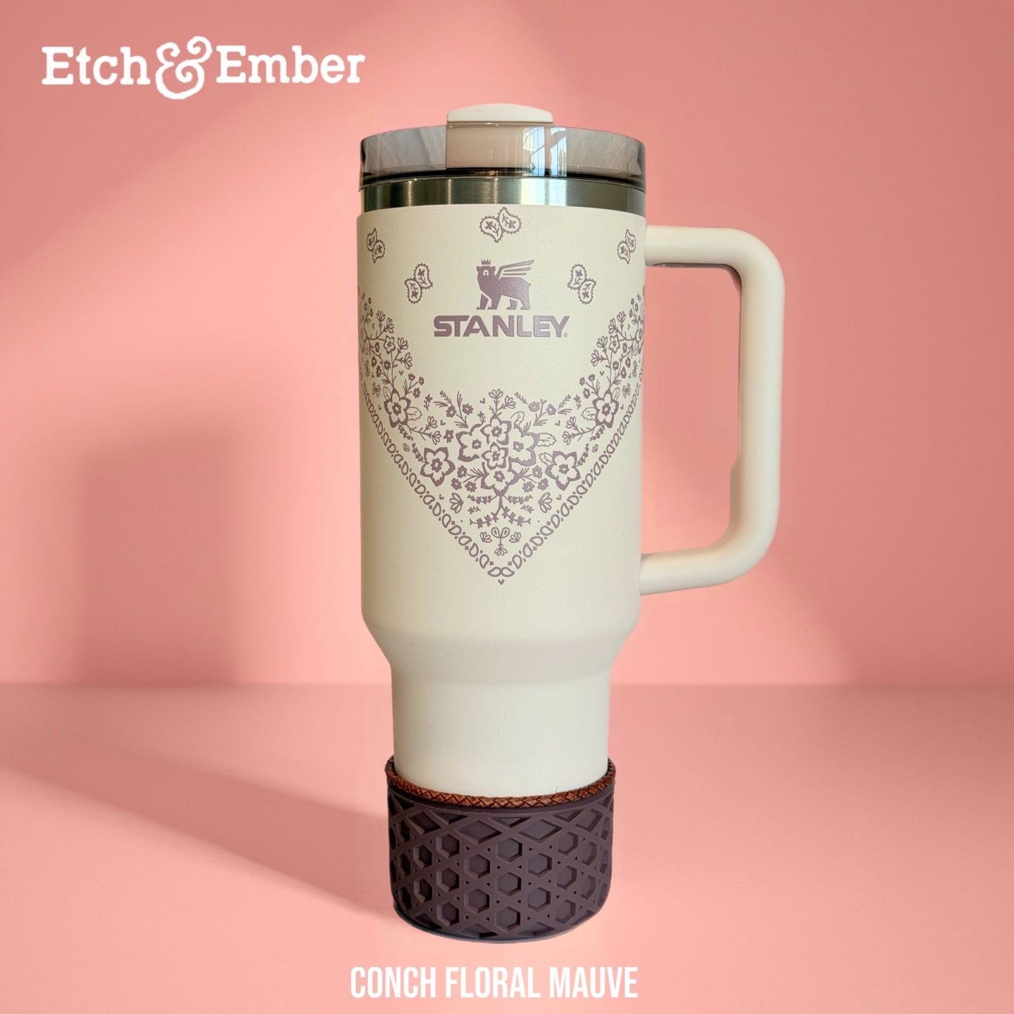 Conch Floral Mauve WAFFLE Tumbler Boot -fits 20-40oz