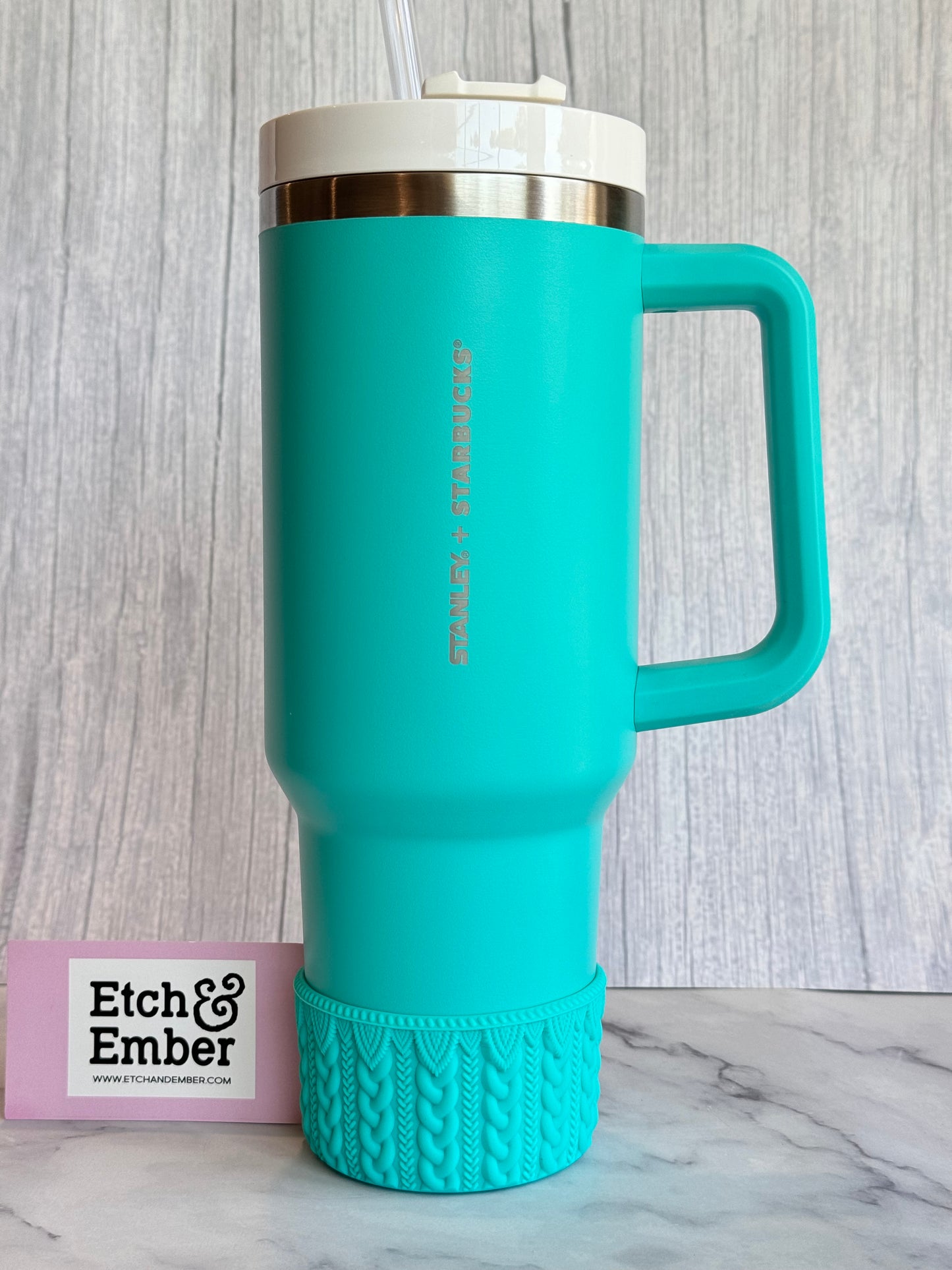 TIFFANY BLUE MACRAME Tumbler Boot -fits 20-40oz