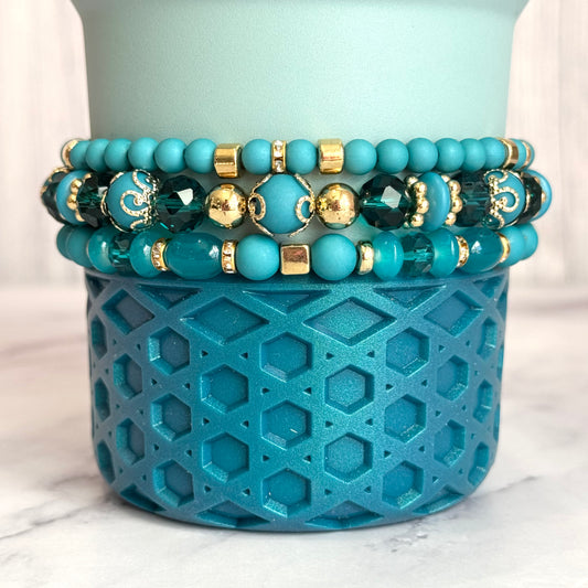 Seafoam Teal Tumbler Bracelet Stack -fits 30-40oz