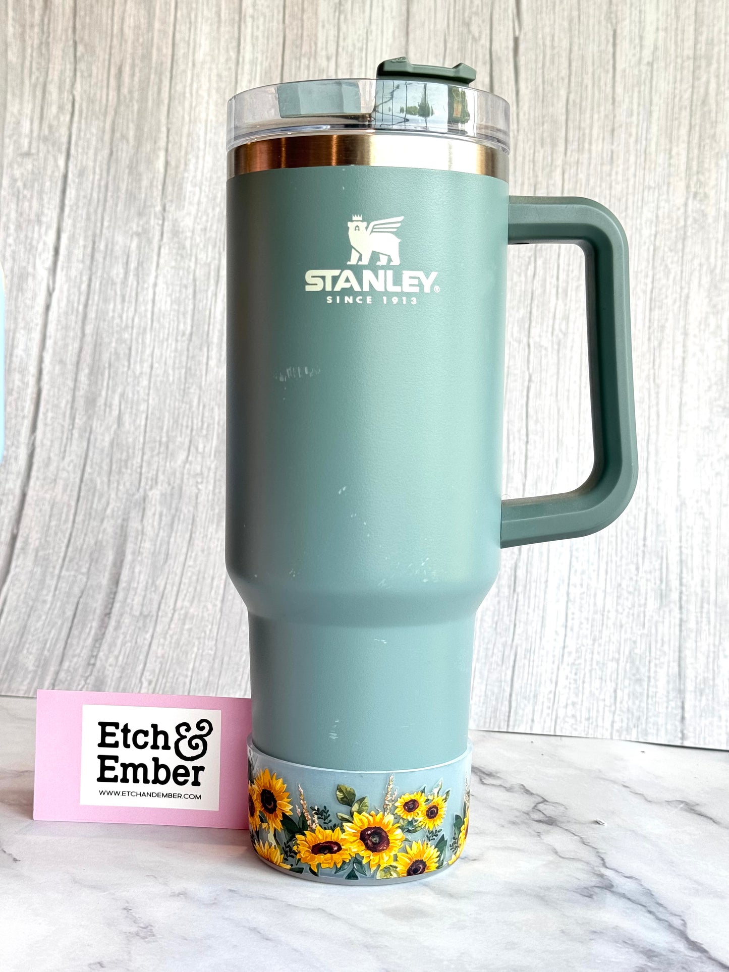 Sunflowers Clear Smooth Tumbler Boot -fits 20-40oz New! Patent Pending