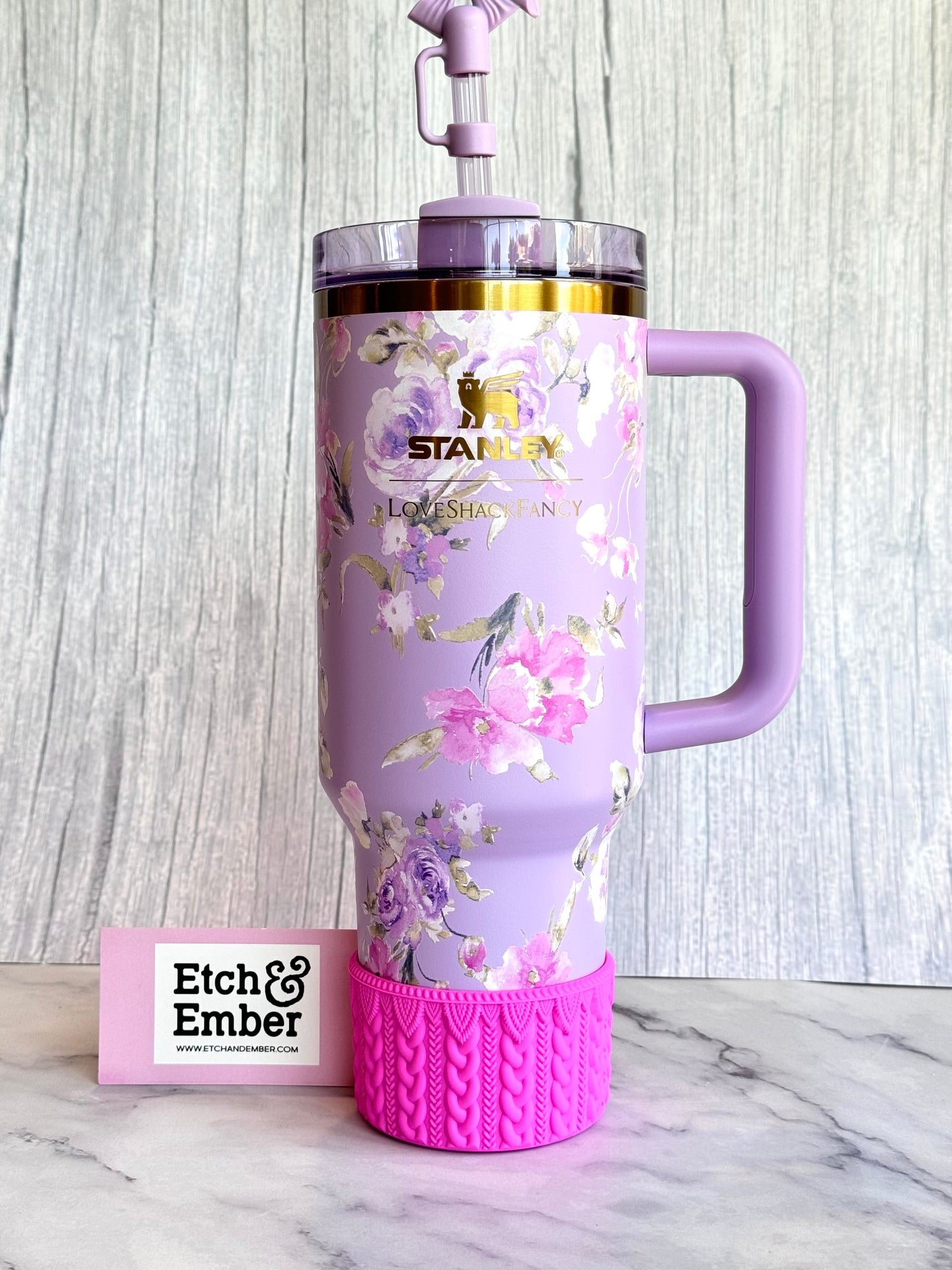 WINTER PINK MACRAME Tumbler Boot -fits 20-40oz